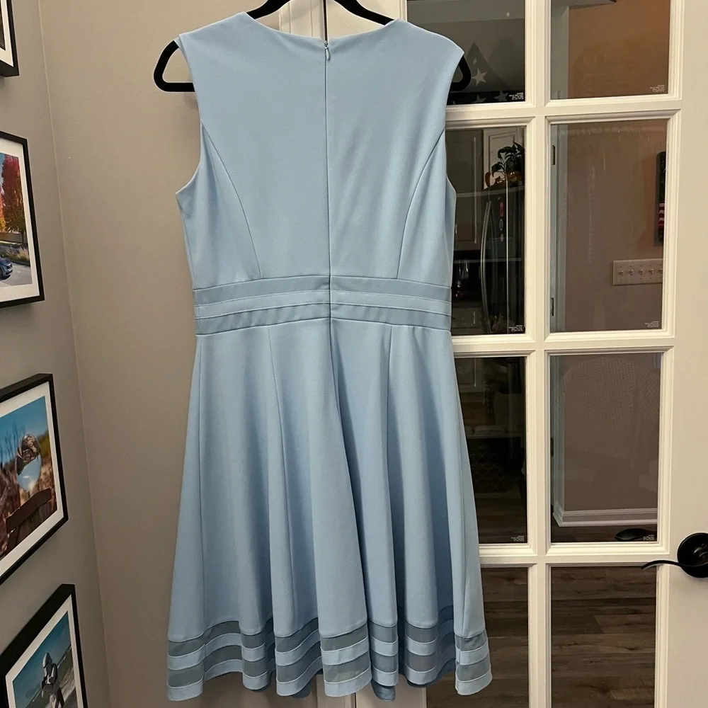 Gorgeous Calvin Klein powder blue fit and flare midi dress size 10 EUC - Picture 4 of 11